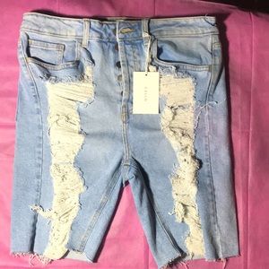 Light blue Jean ripped shorts